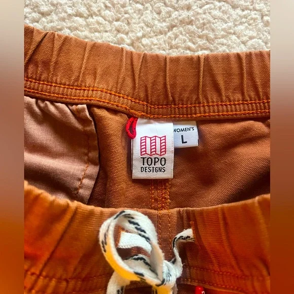 Topo Designs Dirt Shorts Women’s Hiking Casual Versatile - L - Brick Orange - Picture 6 of 13